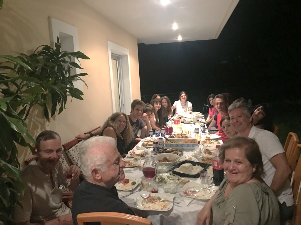 The Katsiroubas family gathered around the dinner table